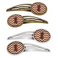 Carolines Treasures Letter I Chevron Maroon and Gold Barrettes Hair Clips, Set of 4, 4PK CJ1061-IHCS4